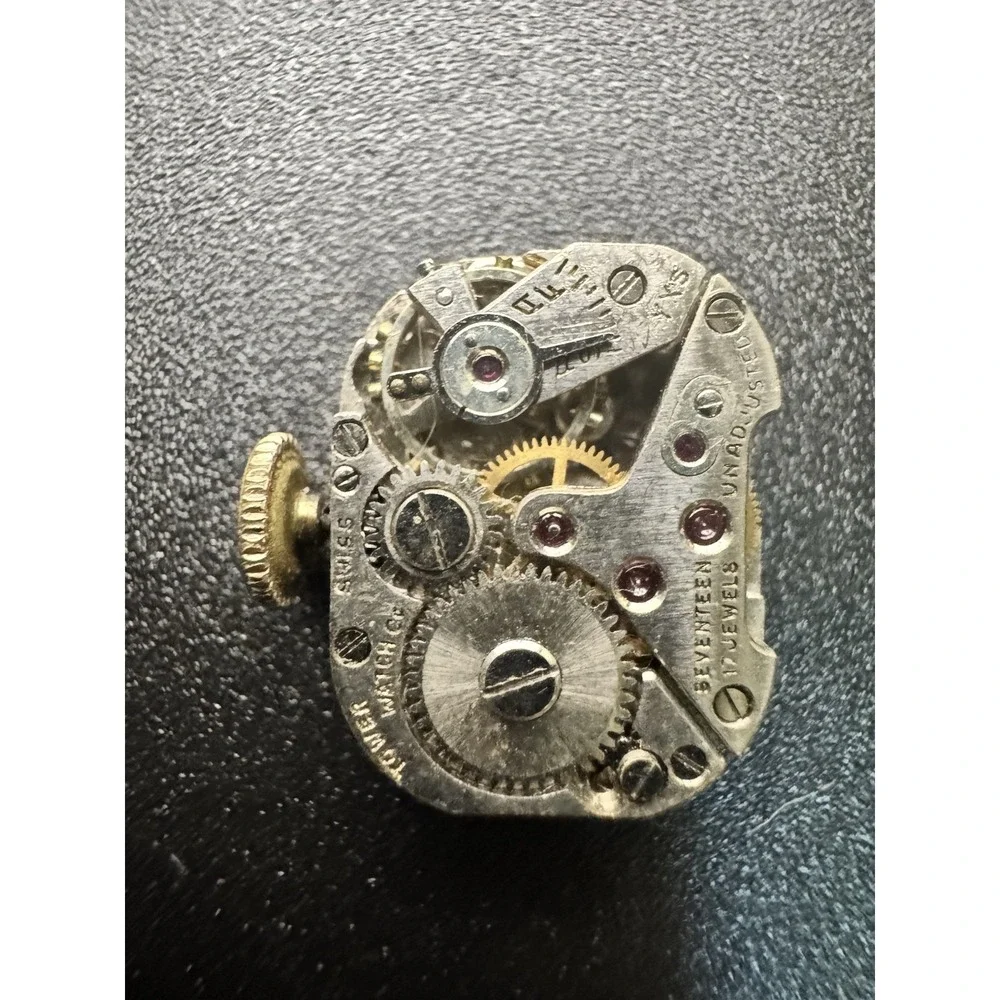 Vintage Schwob Tower Watch Co 17 Jewel Swiss Mechanical Watch Movement Untested